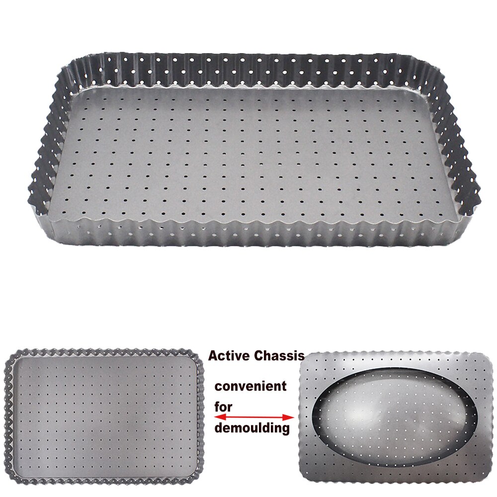 Pizza Pan Premium Perforated Non-Stick Carbon Steel Round Square Fruit Pie Plate Removable Loose Bottom Kitchen Baking Bakeware