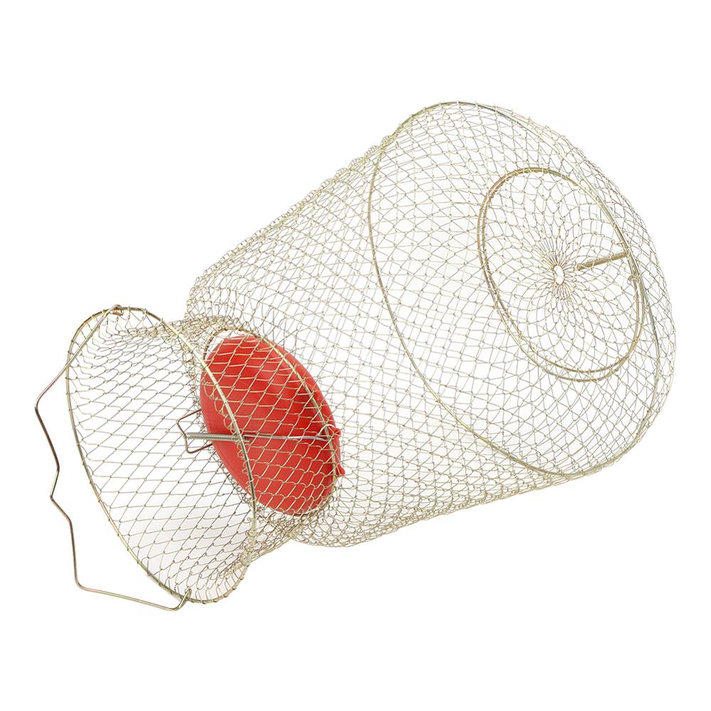 Foldable Metal Steel Wire Fish Lobster Mesh Fishing Net Crab Cage Trap Net Crab Shrimp Trap With Handle Foldable Basket