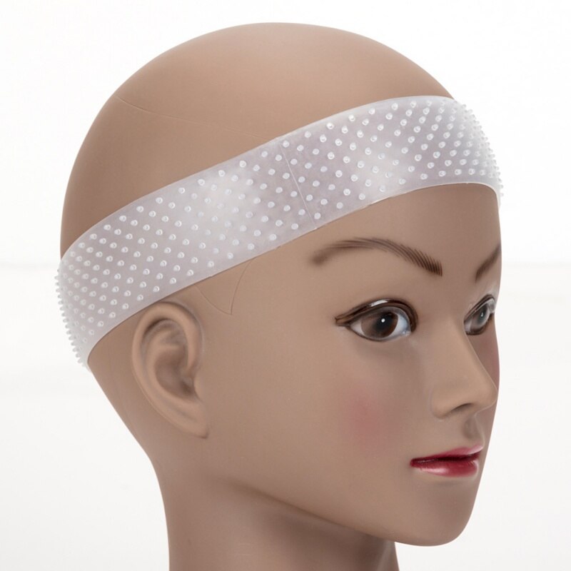 24*4cm Transparent Silicone bandeau Non glisse unisexe en forme de goutte élastique perruque bande dentelle perruque Grip bandeau cheveux: A4