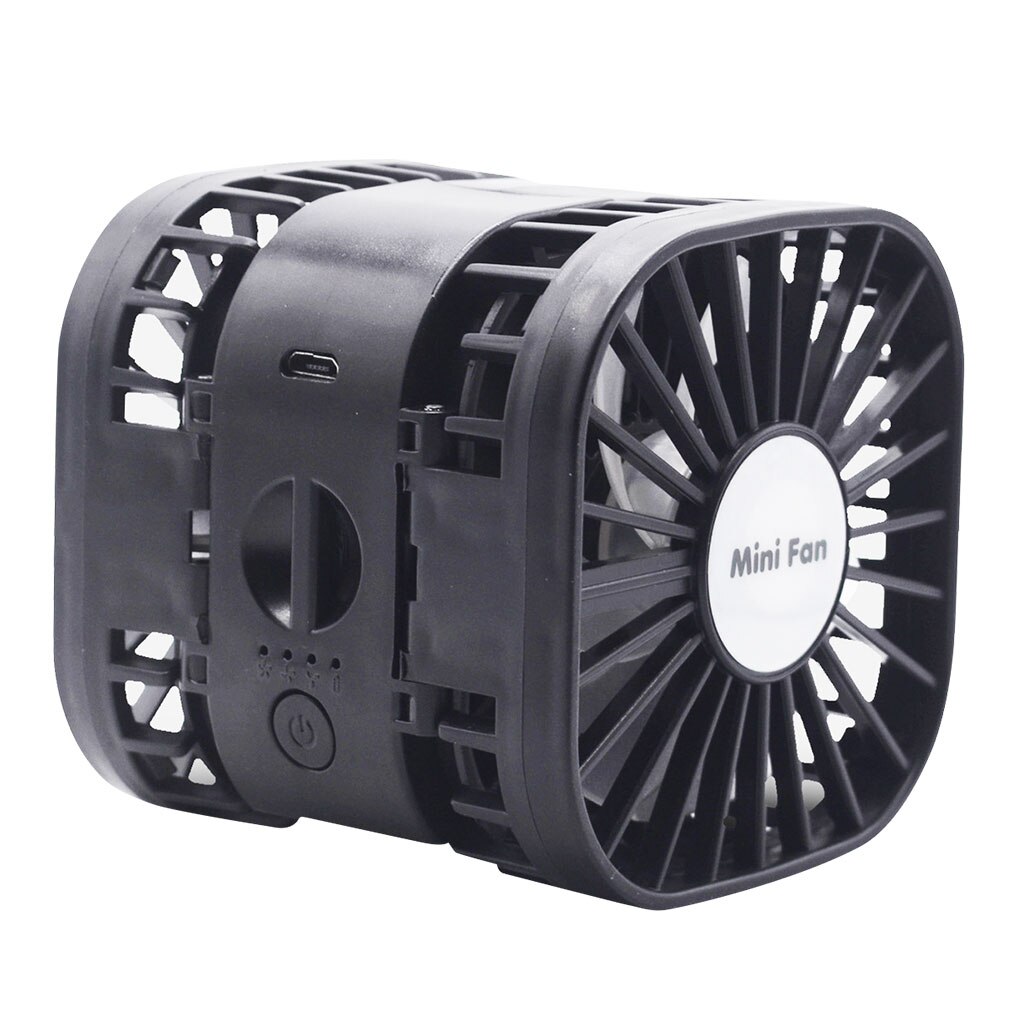 Dubbele Hoofden Elektrische Ventilator Zomer Draagbare Opvouwbare Handheld Desktop Verstelbare Ventilator Met 3 Gears Wind: black