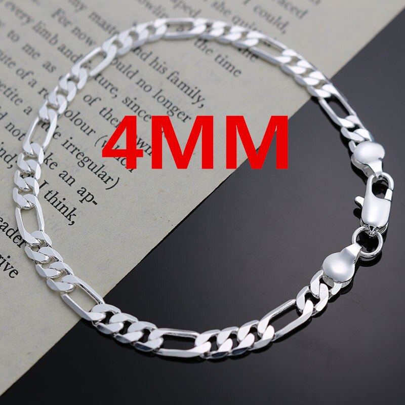 925 Sterling Zilver 4Mm Ketting Voor Mannen Vrouwen Armband Ketting Sieraden Set Lady Christma Charms Wedding