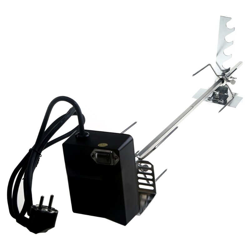 Universal Automatic Grill Rotisserie Kit with 4W Electric Motor BBQ Bracket Roaster Spit Rod Meat Fork Complete Holders N16 21