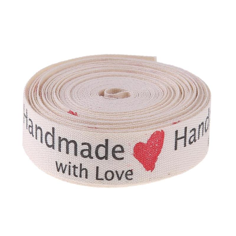 Cinta de amor de algodón hecha a mano, etiqueta de cinta de ropa, accesorios de costura de lazo hechos a mano, decoración del hogar: 5 yard