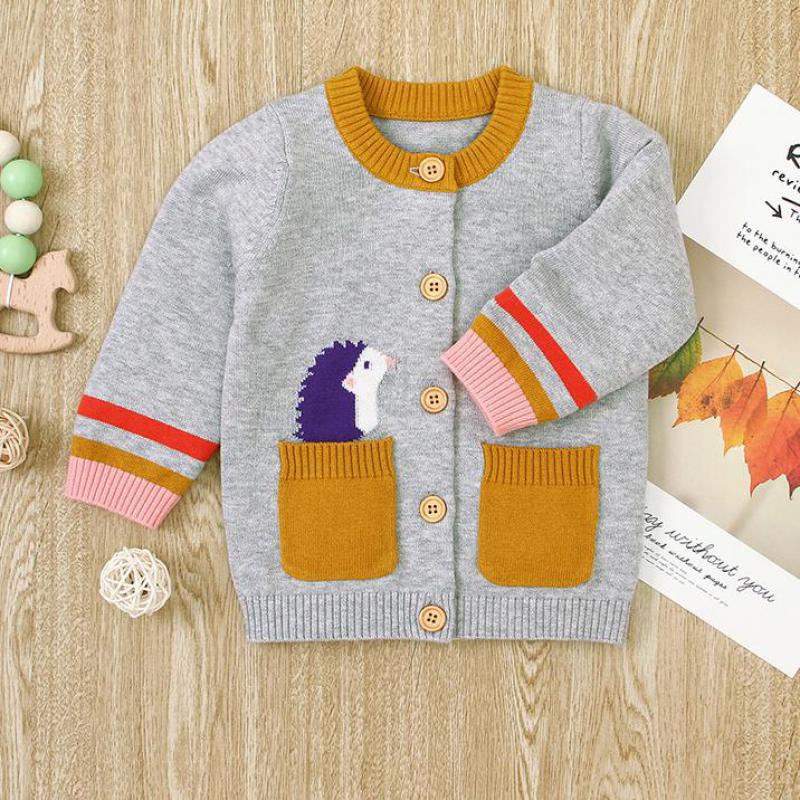 Baby Girls Clothes Sweaters Outerwear Knitted Cardigan Sweater Coat Long Sleeve Cartoon Autumn Winter Warm Outwear Jacket: 82W532 / 12-18M(100)