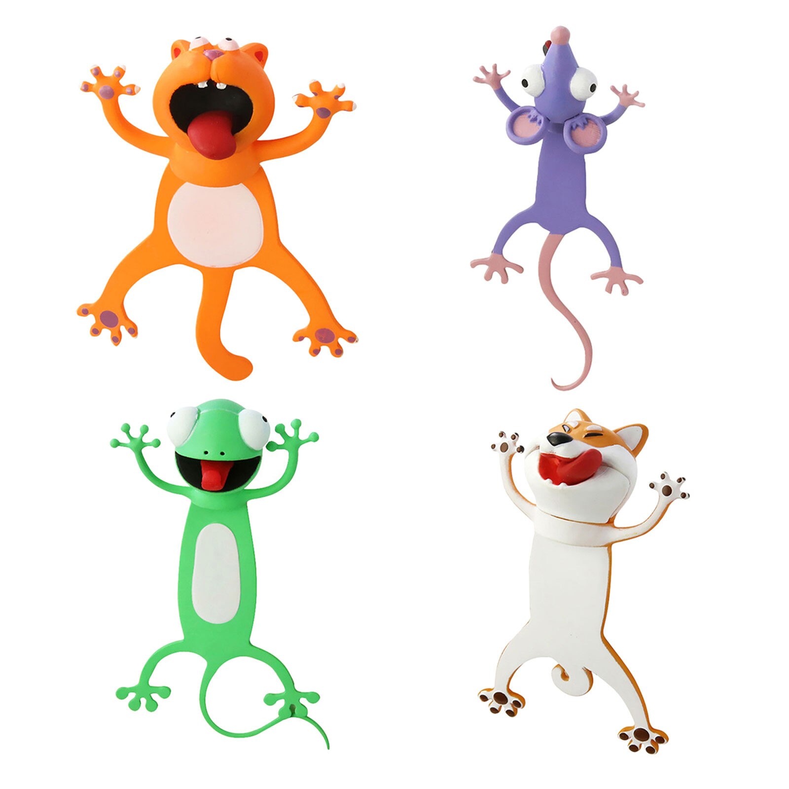 3D Stereo Kawaii Cartoon Lovely Animal Bookmark Wacky Bookmark Student 4PCS: B
