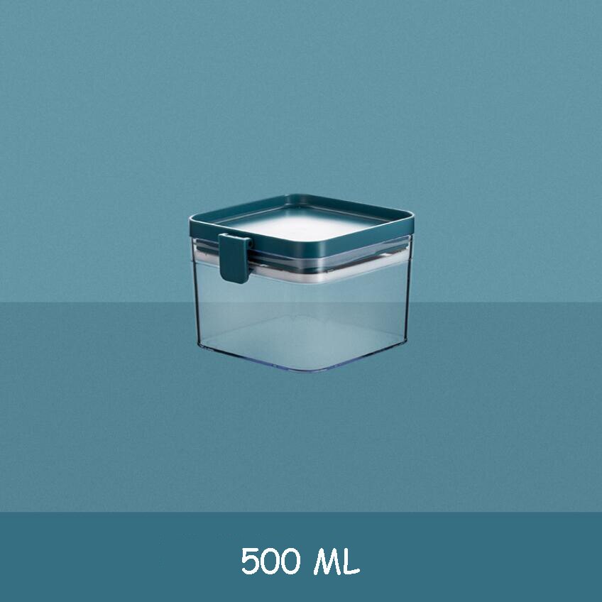 Kitchen Food Storage Sealed Container Airtight Jars with Lid for Storage Seasoning Candies Snack Cereal Pasta Tea Sealed Tank: 500ML Peacock Blue