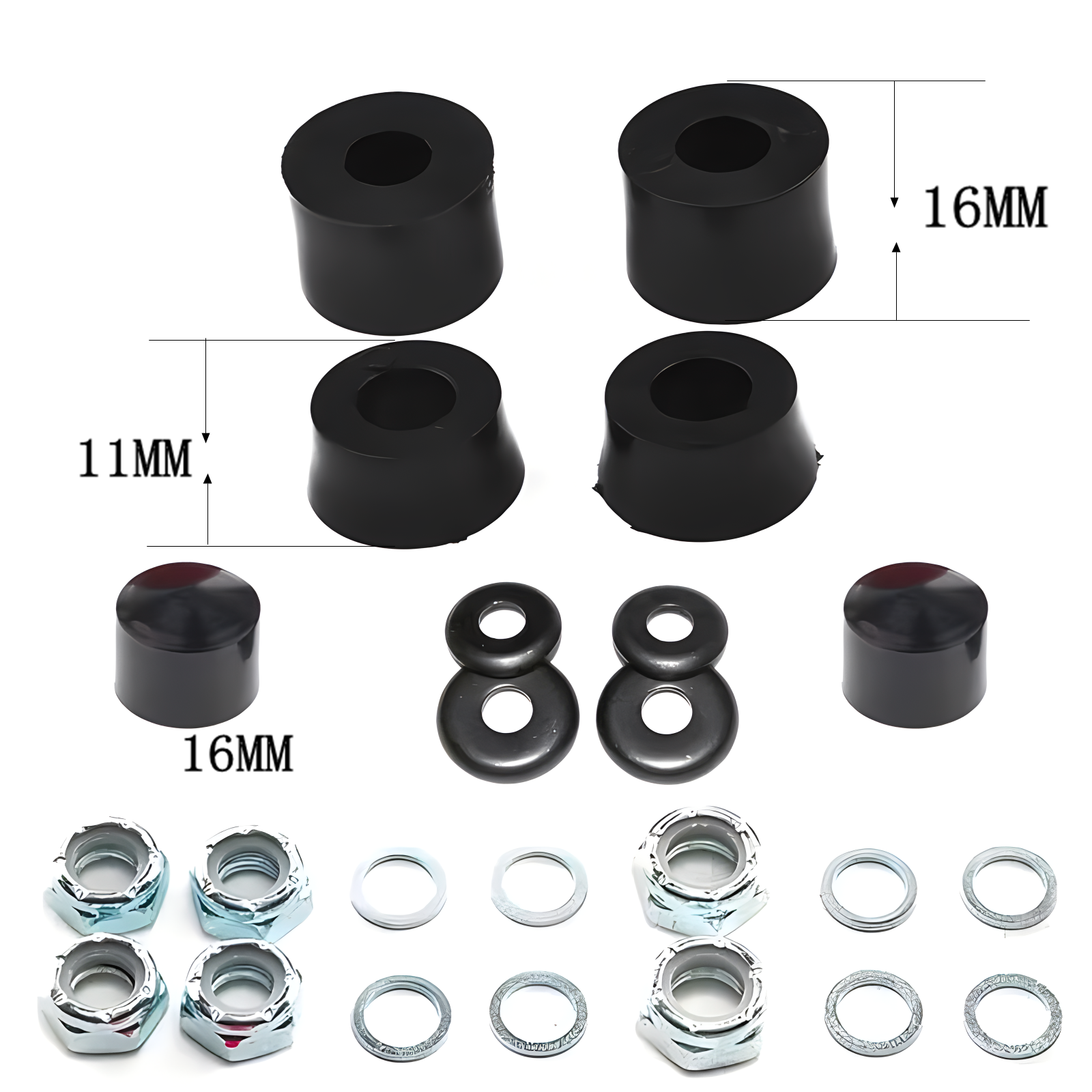 1 Set 90a Skateboard Truck Rebuild Kit Bushing Washers Pivot Cups Shock Absorber PU Pad Shock-absorbing Bowl Pad Cups Rubber: Brown