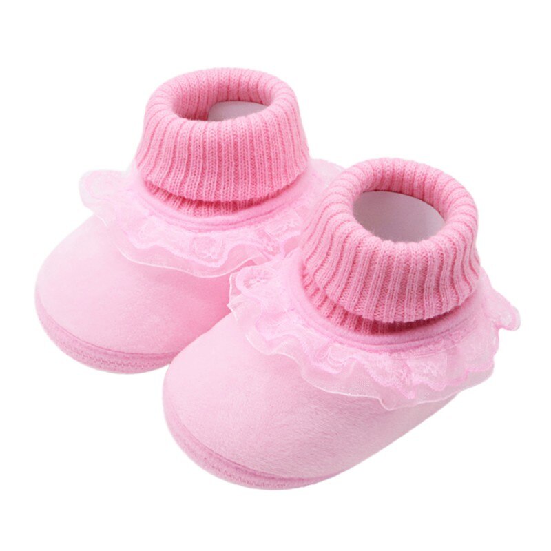 Booties Baby neugeboren Baby mädchen warm Wolle garn booties mit blume kleinkind mädchen hohe stiefel prewalker