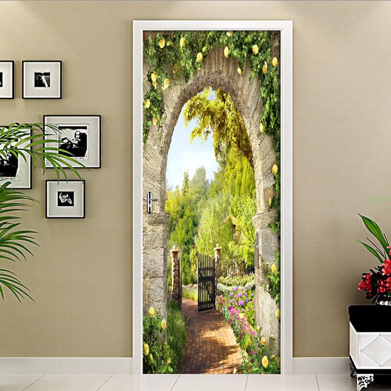 Diy Renovatie Waterdichte Zelfklevende Europese Stenen Pilaar Tuin Pvc Muurschildering Slaapkamer Deur Sticker Print Art Foto Home Decor