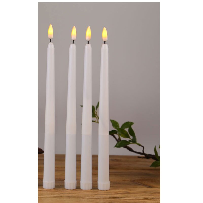 Pack of 4 Remote or not Remote Flickering Halloween Taper Candles,Yellow light Candle LED,Plastic Remote Battery Candles,not wax: not remote functionB