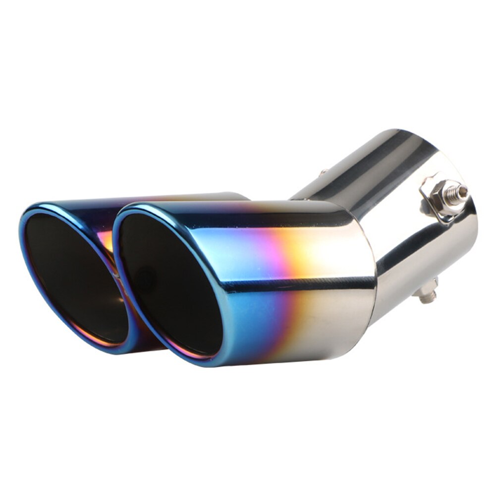 Burnt Blue Car Exhaust Tip 2 Outlet Slant Cut Stainless Steel Muffler Universal Easily Installation Personal Car Elements: C