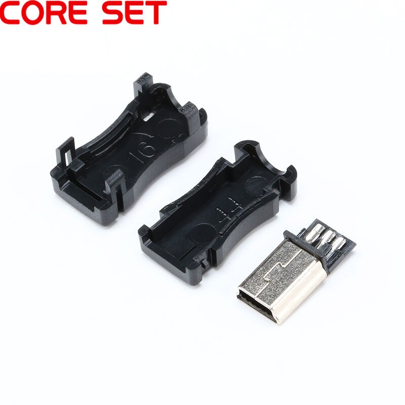 10pcs Mini USB Connector 5 Pin T Port Male Plug Socket with Plastic Cover for DIY Adapter PCB SDA Data Cable Line