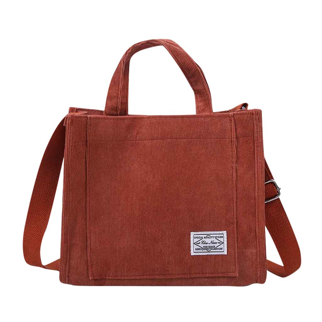 Damska sztruksowa torba na ramię bawełniana torebka brezentowa na co dzień torebka damska eko Crossbody torba damska klasyczny posłaniec torby # YJ: brązowy 