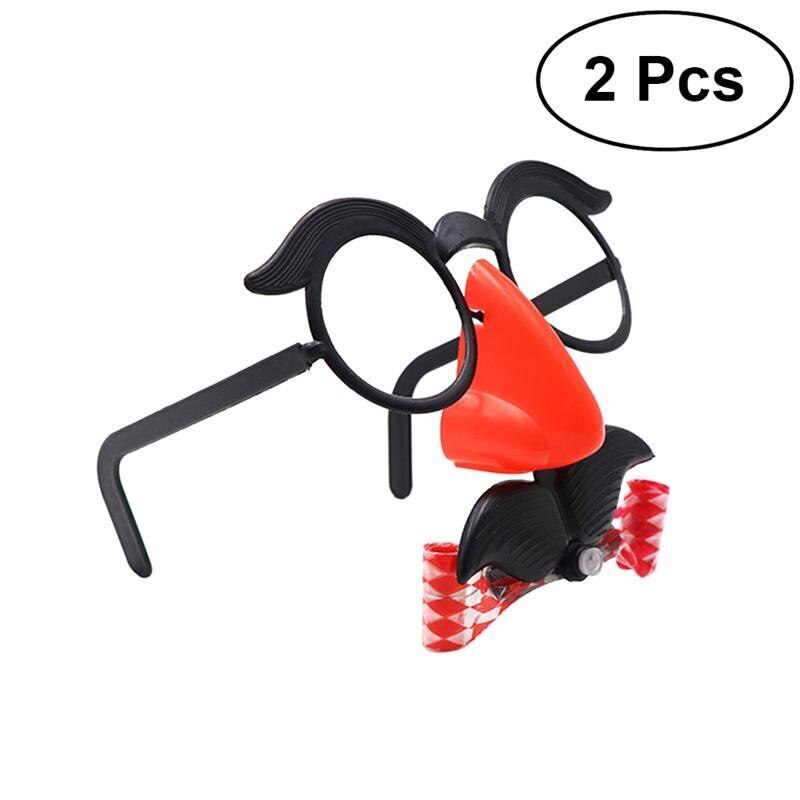 2pcs Funny Glasses Round Frame Whistle Mustache Blow Out Dragon False Nose Prank Glasses Joke Props for Kids Adults