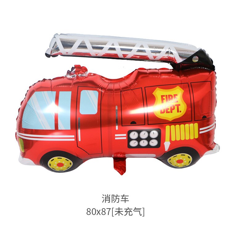 1 Set Firefighter Theme Decoration DIY Spiral Ornaments Fire truck Balloons Disposible Tableware Kids Birthday Party Supplies
