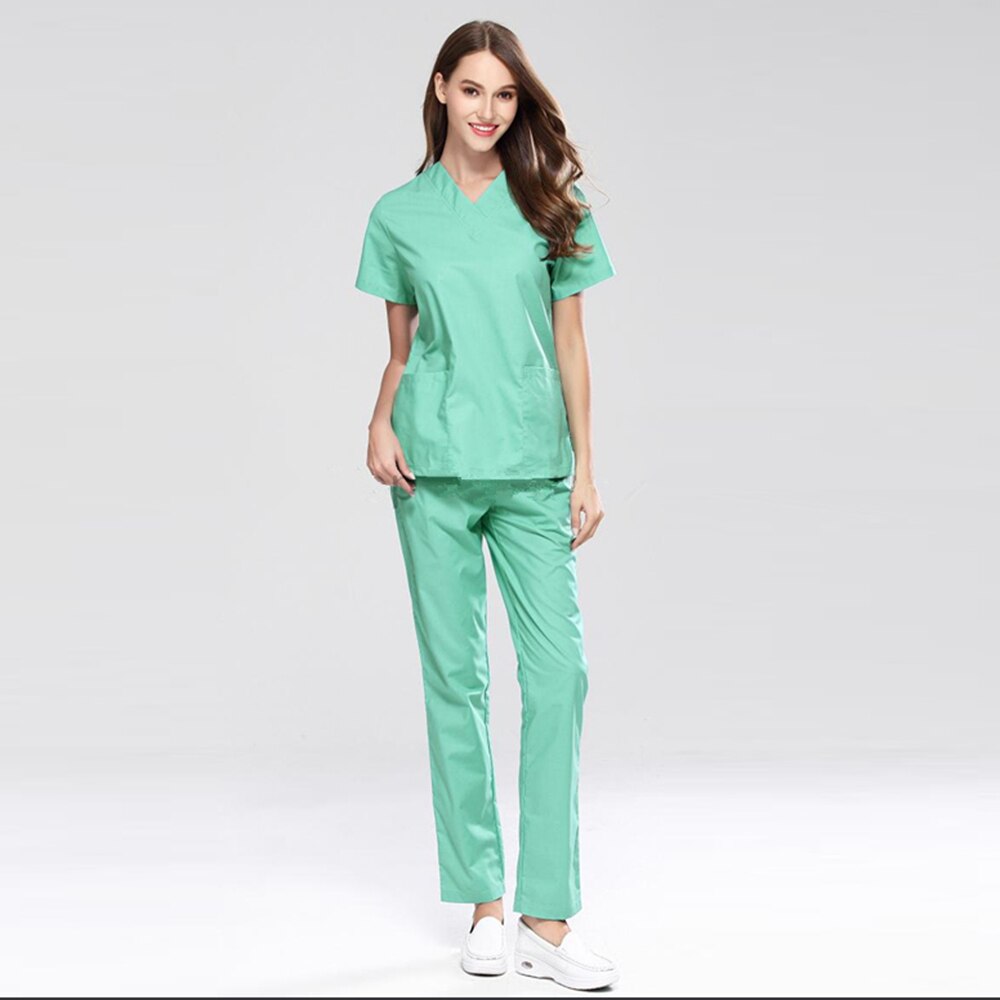 kurzarm Doktor Krankenschwester Uniform Sommer Krankenhaus Medizinische Schönheit Salon Spa Peeling-setzt Chirurgische Medizinische Uniformen: hell Grün / M