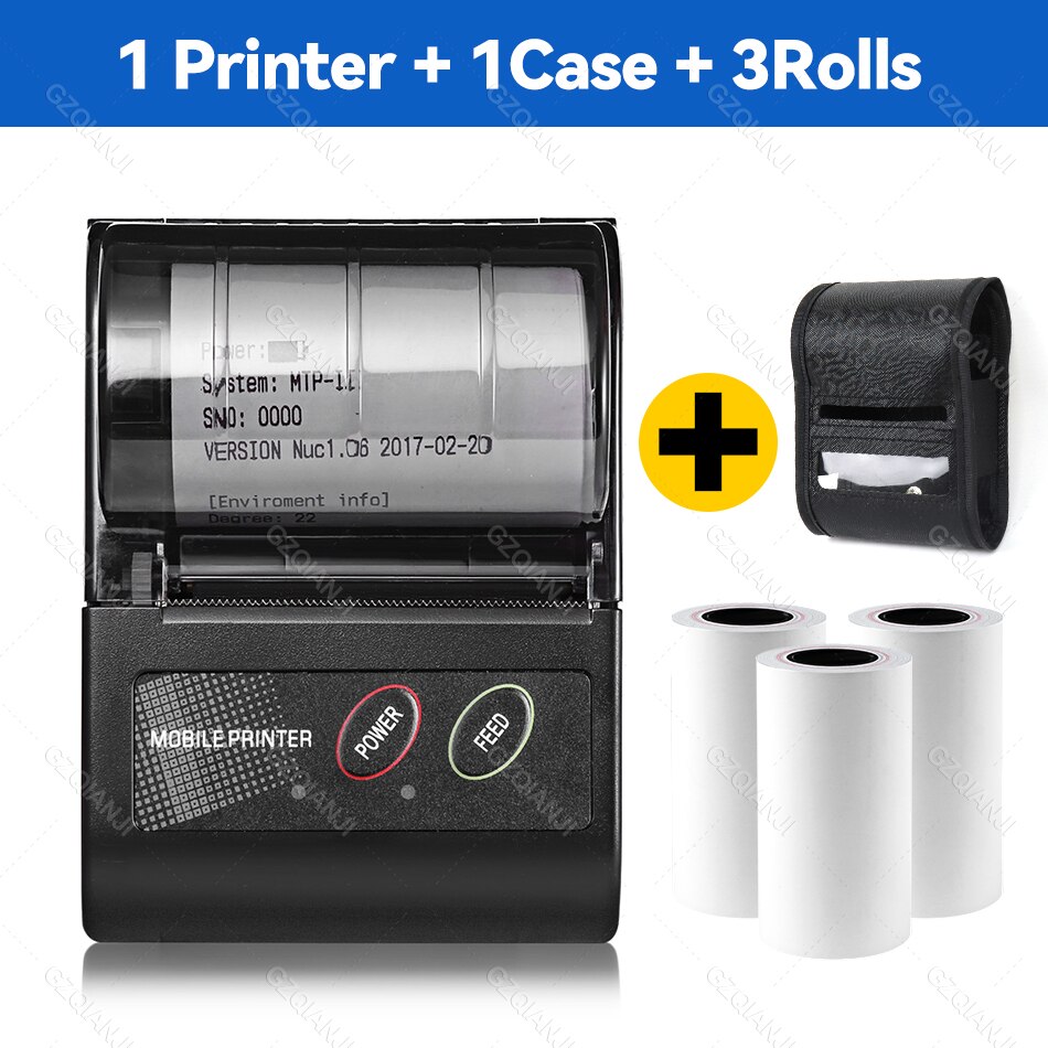 Android phone Mini 58mm Printer 2 inch USB Bluetooth Printer Thermal receipt Free app: Add 3Rolls 1Case / EU plug 