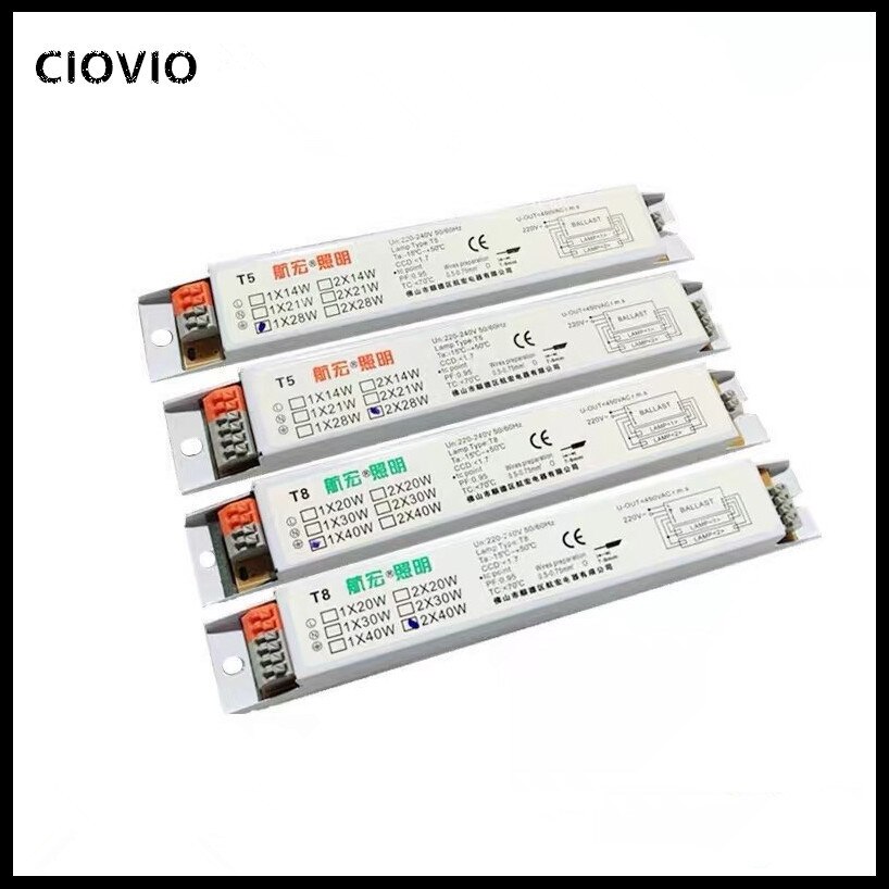 Balastro electrónico de amplio voltaje T5, 111-240V CA, 1x1, 4W/1x2, 8W/2x1, 4W/2x28W, 2 uds., lastres de lámpara fluorescente