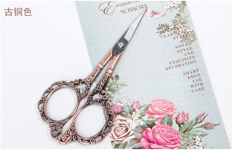 Tijeras para uñas/cutículas de acero inoxidable, cortadoras clásicas de flores de ciruelo, herramienta de manicura, estilo Retro europeo, 1 ud.: 3