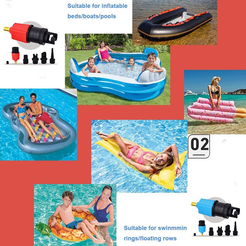 Inflatable Pump Adaptor Air Pump Converter with 4 Types Air Valve Nozzles Multifunction Conversion Head EDF88