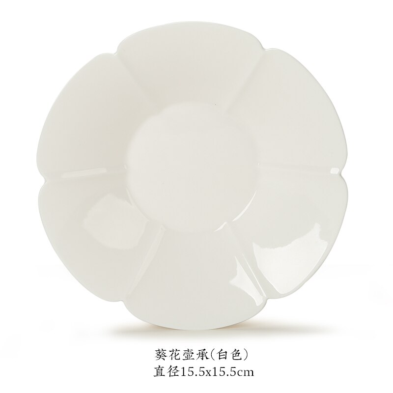 Cover Teacup Handmade Single Colored Glaze Petals Ceramic Tea Bowl Kung Fu Tea Set Gaiwan Tea Ceremony Bowl: Sunflower (white)