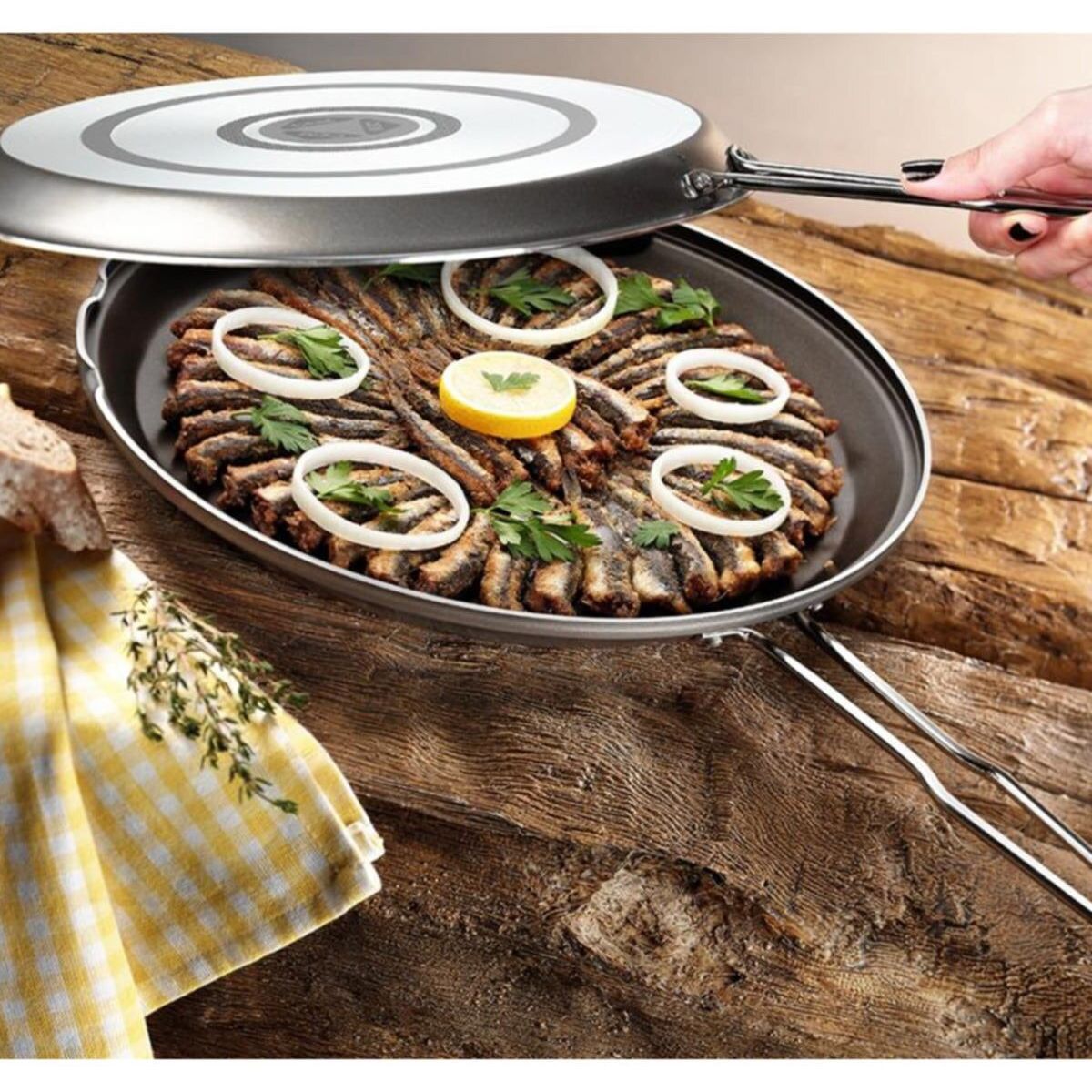 Double Sided Twin Fish Pie Pan 32 cm Frying pan wok Cauldron cast iron Kitchen Cooking pots Utensils for kitchen Kitchenware