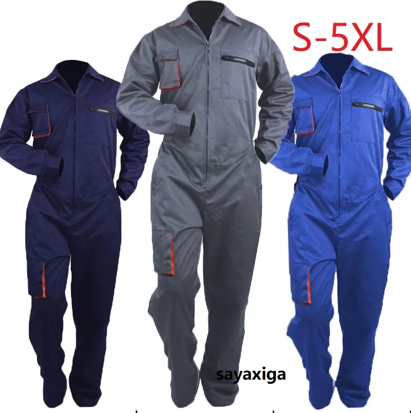 Monos De Trabajo para Hombre, uniformes De cuello levantado, ropa mecánica, Siameses, cintura elástica, Overol De Trabajo