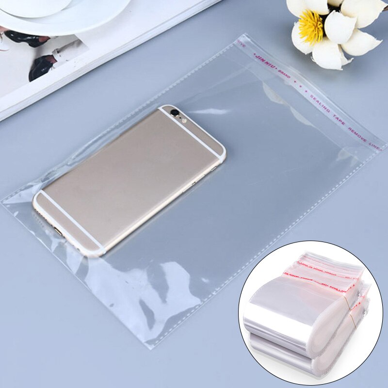 100pcs Transparent Plastic Bags Self Sealing Food Wrap Jewelry Small Bags Home Packaging Storage Kitchen Accessories Pouches