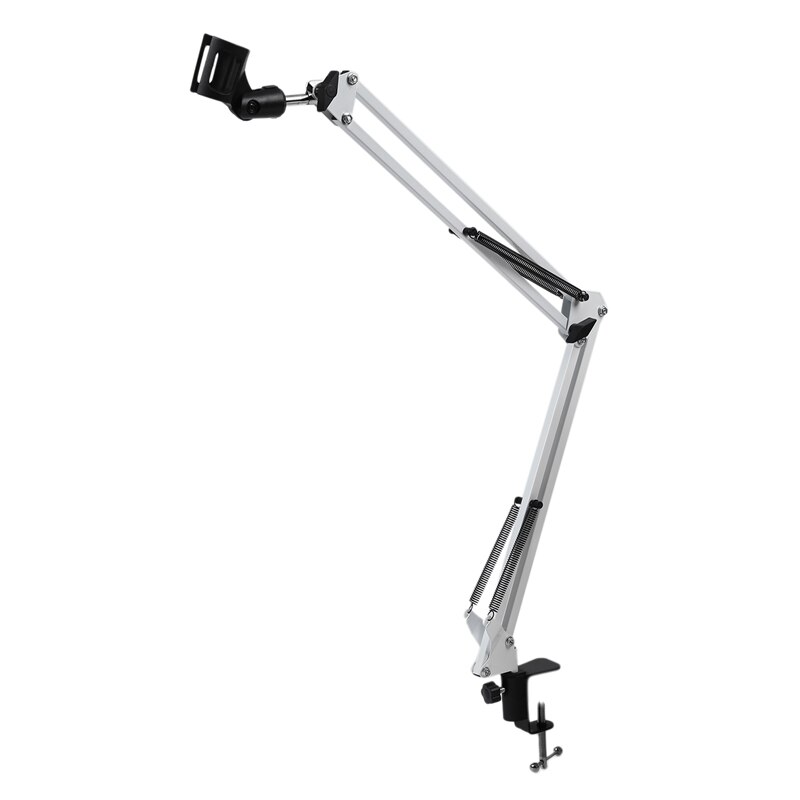 NB35 Extendable Recording Microphone Holder Suspension Boom Scissor Arm Stand Holder with Microphone Clip Table Mounting Clamp: Default Title