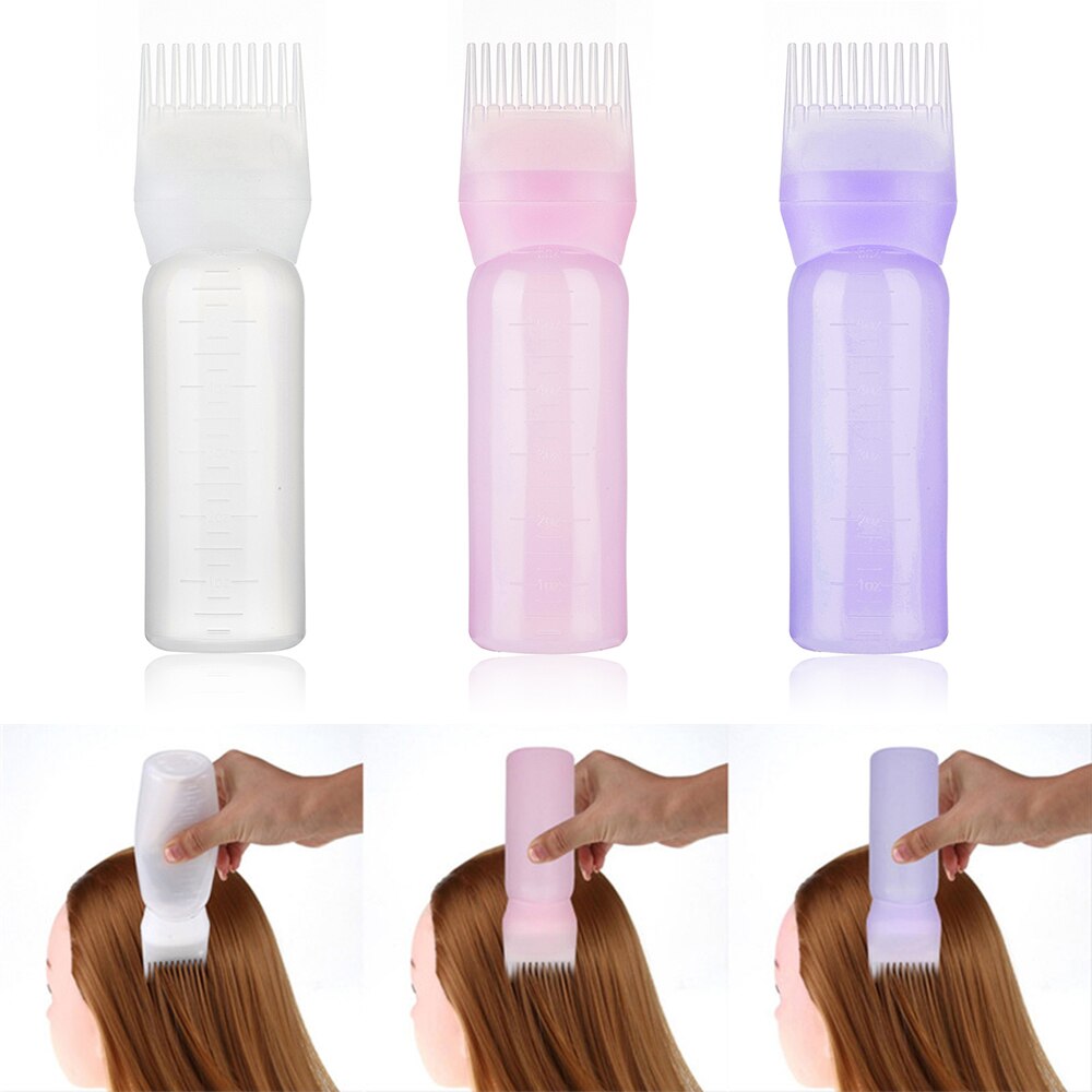120ml flerfarvet plast hårpåfyldningsflaske applikator kam dispensering salon hårfarvning frisør styling værktøj