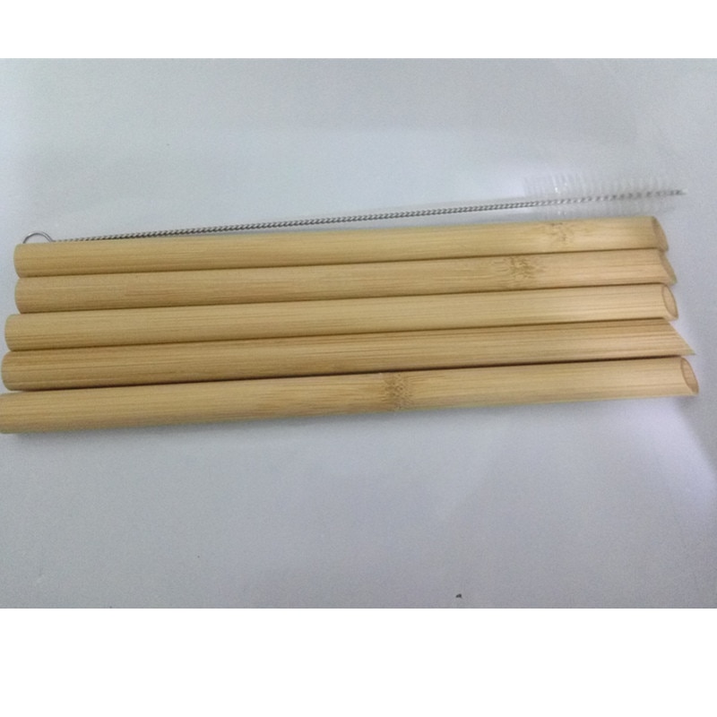 5 stk/sæt 20cm spids smoothie drikke halm miljøvenlig genanvendelig bambus sugerør stor bred boble mælk te drik halm børste