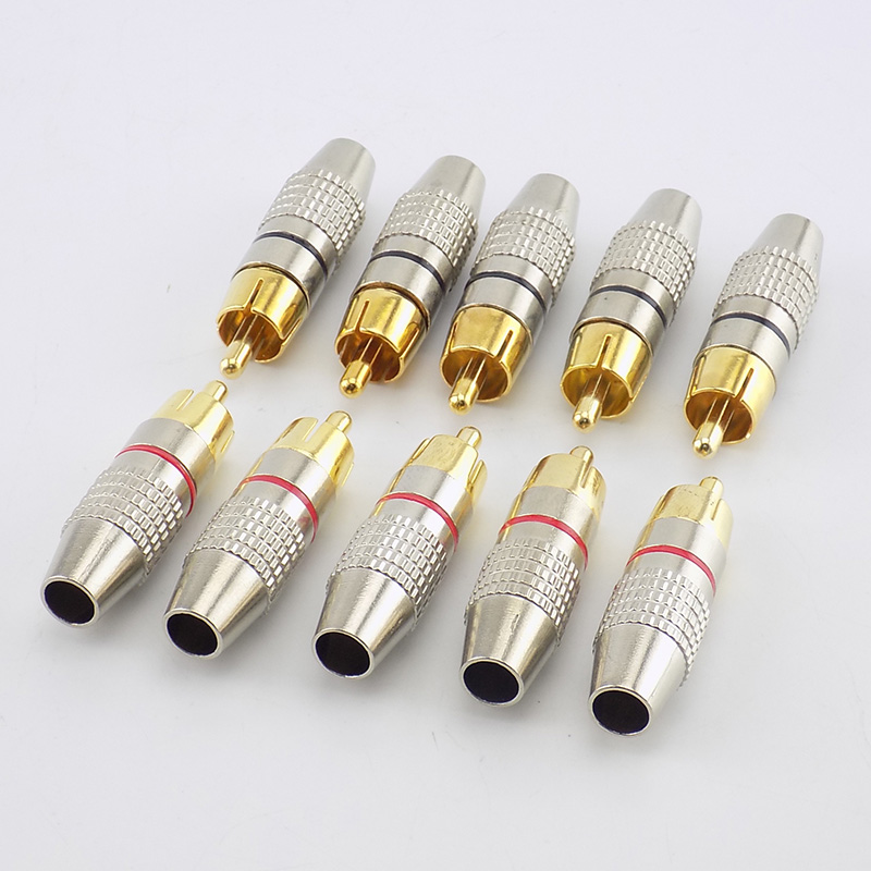 4 Pezzi Connettori RCA 270 Senza Saldatura – Spine AV Loto Per Audio/Video – 2 Rossi + 2 Neri - 3