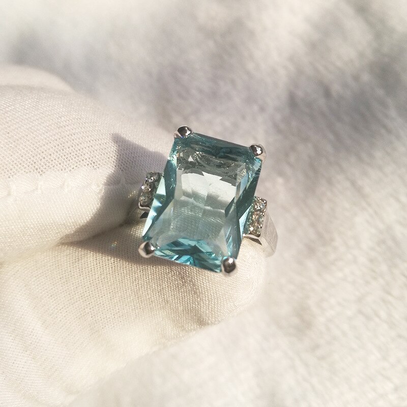 Large CZ cubic zircon silver colour ring, suitable for women's jewelry day ring