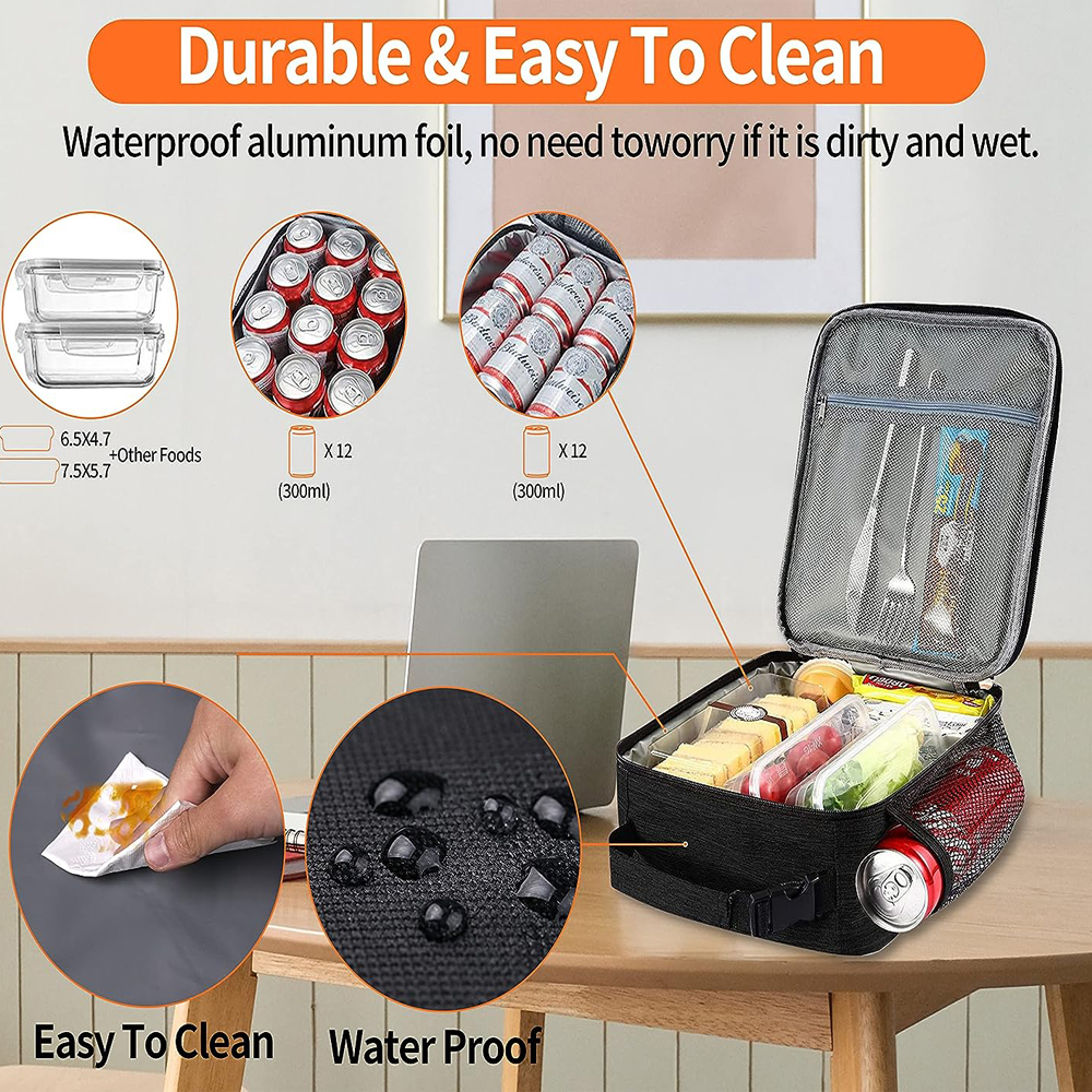 Men Women Insulated Portable Reusable Thermal Lunch Box Cooler Tote Lunch Bag for School Office Keep Food Fresh Warm or Cold