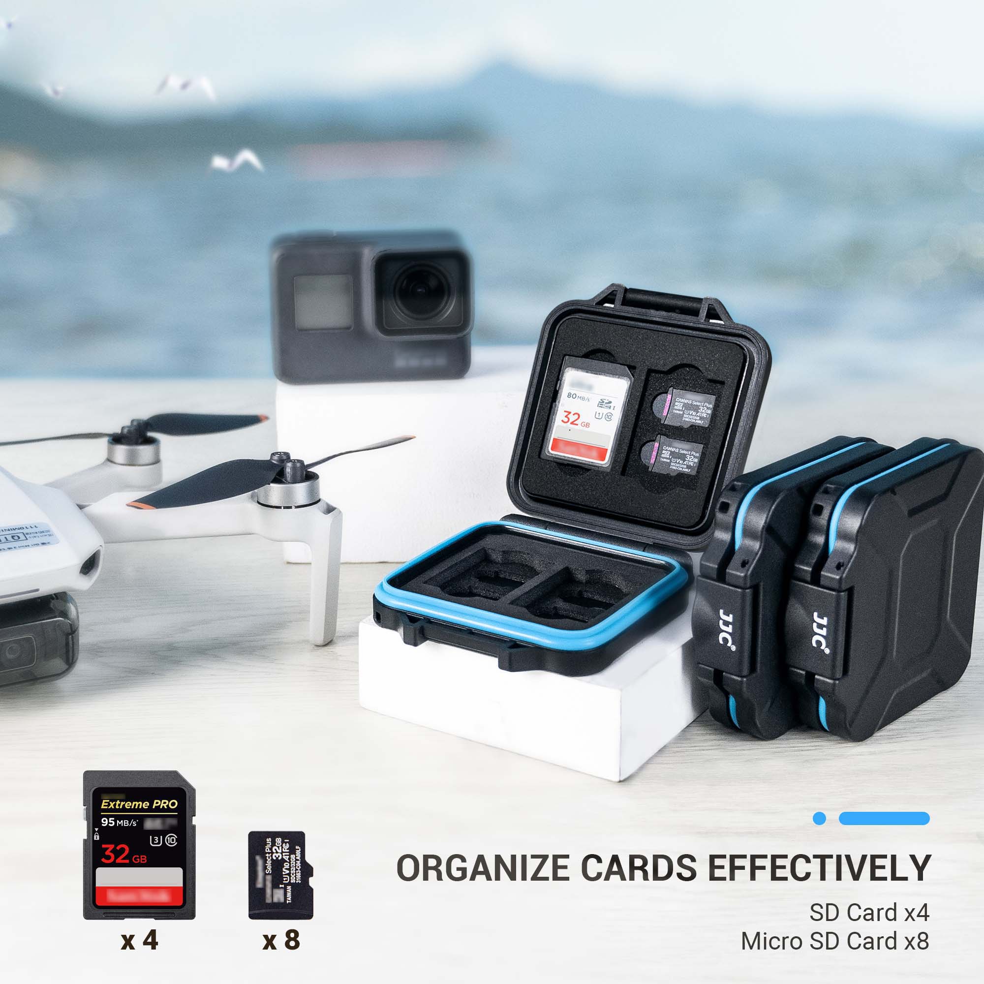 JJC-funda ultrafina para tarjetas SD, organizador de tarjetas Micro SD, caja de almacenamiento para tarjetas de memoria para 4 tarjetas SD SDHC SDXC + 8 tarjetas Micro SD TF