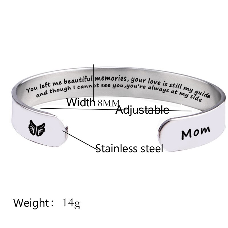 In Memory of Mom Memorial for Loss of Mother Mom Memorial Bracelet Grief Jewelry Sympathy Cuff Remembrance Bangle