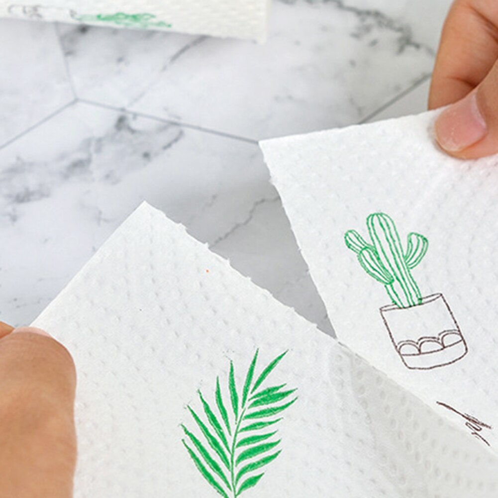 60 stuks/rol cartoon print wegwerp schoonmaakdoek keukenpapier vaatdoek schoonmaakhanddoek hoog waterabsorberend doekje