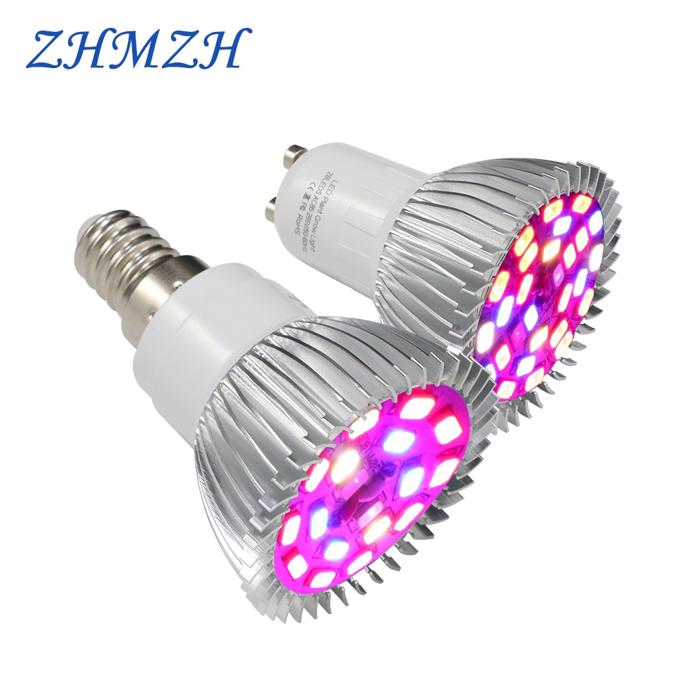 220V LED Groeiende Lamp Aluminium Shell E27 E14 GU10 Volledige Spectrum 18LEDs 28LEDs Groeiende Lamp Voor medicinale Planten Groei