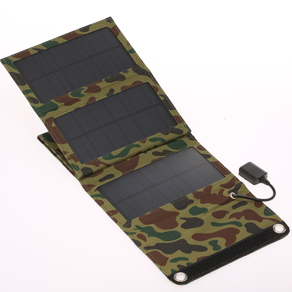 10W/5V Portable Solar Charger With USB Port Foldable 5 Solar Panel Camping Hiking Travel Compact Solar Power Phone Charger