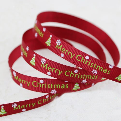 10mm kerstletter bedrukte grosgrain linten 2 meter/lots kerst verjaardag feest inpakpapier snoepdoos verpakking linten: Bourgondisch vrolijk