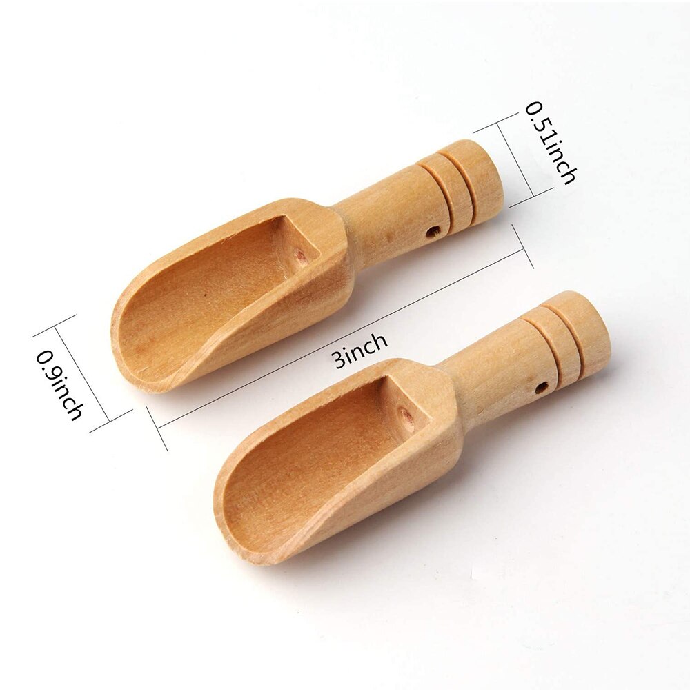 Obelix Mini Wooden Spoon, Mini Bath Salt Spoon, Wooden Candy Spoon, Washing Powder Spoon Set Baby Spoon For Home (3 Inches Long)