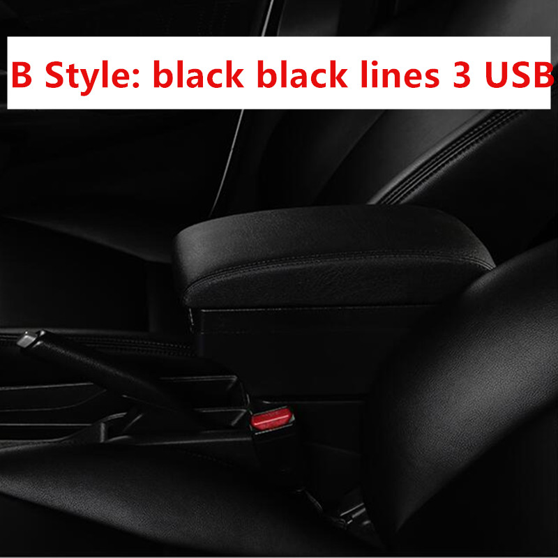 For citroen C3 armrest box central Store content box decoration products accessories With USB interface: B black black line