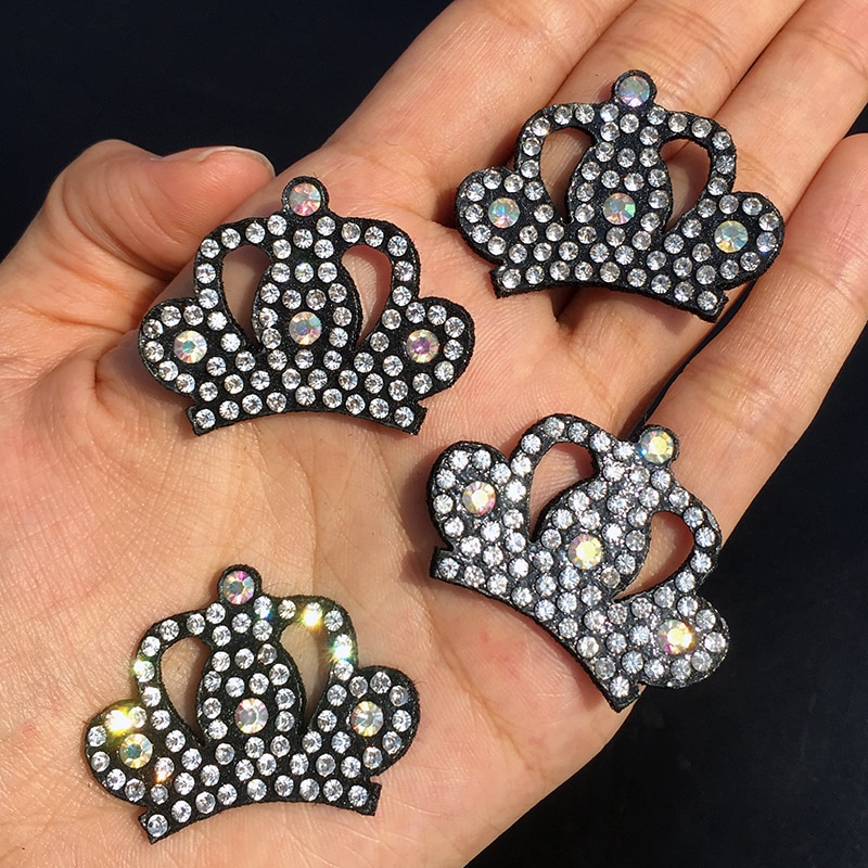 10pcs Leuke Crown AB Rhinestone Applique Naaien op Patch voor Kleding Dess Diy Patches kralen applique trui applique