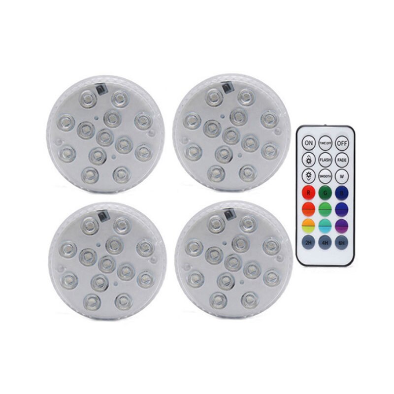 13 LED RGB Submersible Light with Suction Cups and Magnets IP68 Waterproof Fountain Swimming Pool Light Underwater Night Lamp: 1 controller 4 Lamp