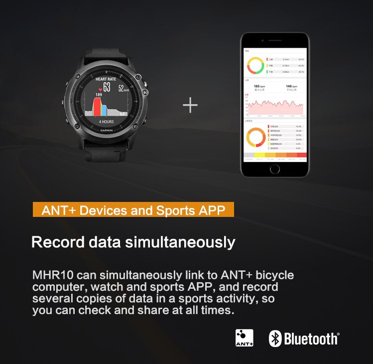 Magene mhr10 sensor de frequência cardíaca, modo duplo ant + bluetooth 4.0 com alça no peito