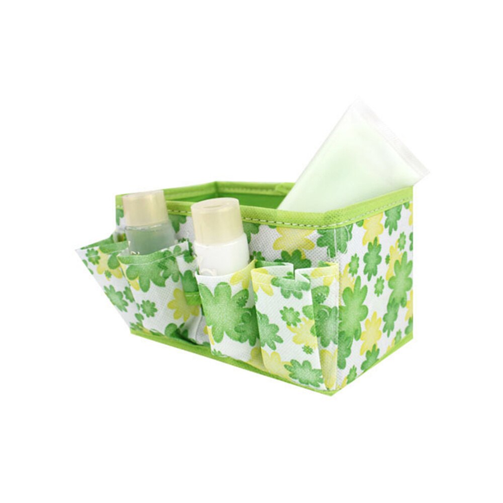 Multifunctional Folding Non-woven Make Cosmetic Storage Box Organizer Jewelry Container Bag Case ): Green