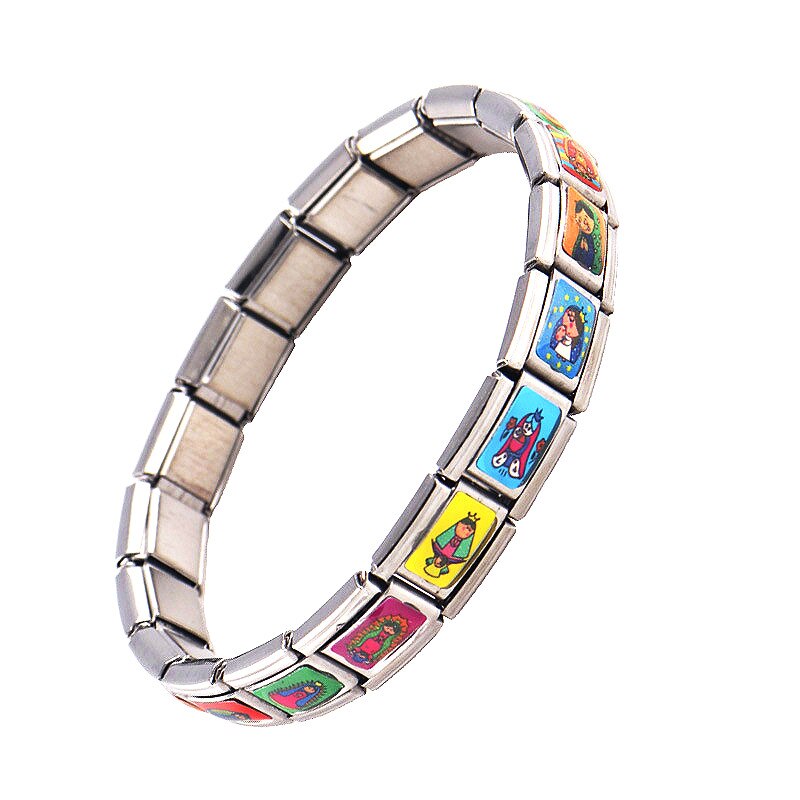 Sieraden Virgin Mary Illustratie Elastische Energie Magnetische Germanium Italië Bedelarmband Rvs ST17