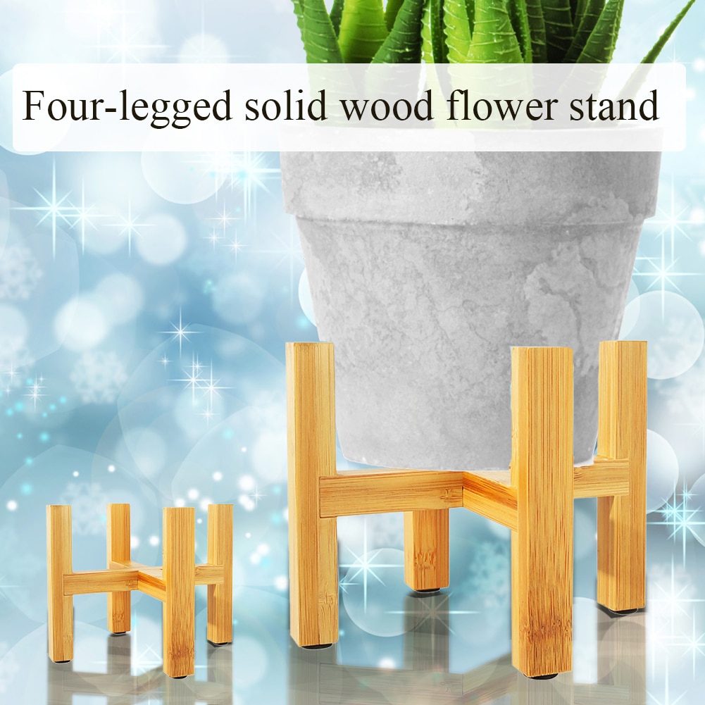 Hem blomsterstativ fristående balkong bambu trä bonsai hållare kontor med trampdyna modern hylla slät yta  #734