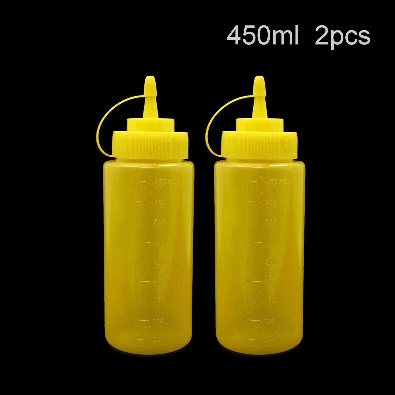 CellDeal 2Pcs Squeeze Flasche Salat Dressing Flasche Würze Spender Sauce Essig Öl Ketchup Menage Bin Tomaten Sauce Flasche: Yellow 450ml 2pcs