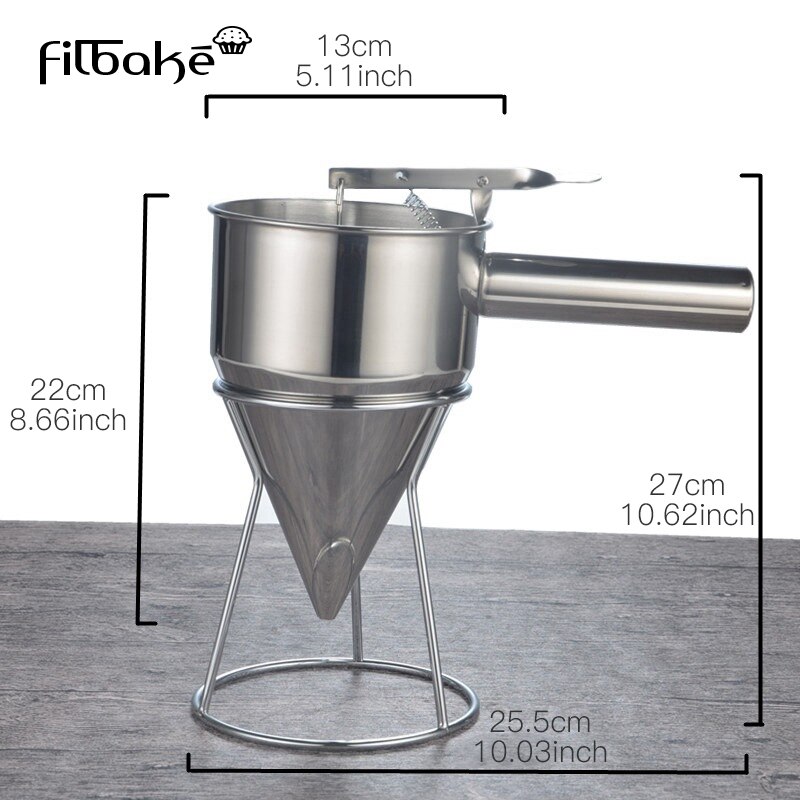 Confectionery Funnel Stainless Steel Funnel Dispenser Cake Decorating Tool Funnel With Three Nozzles And Stand Fish Balls Maker